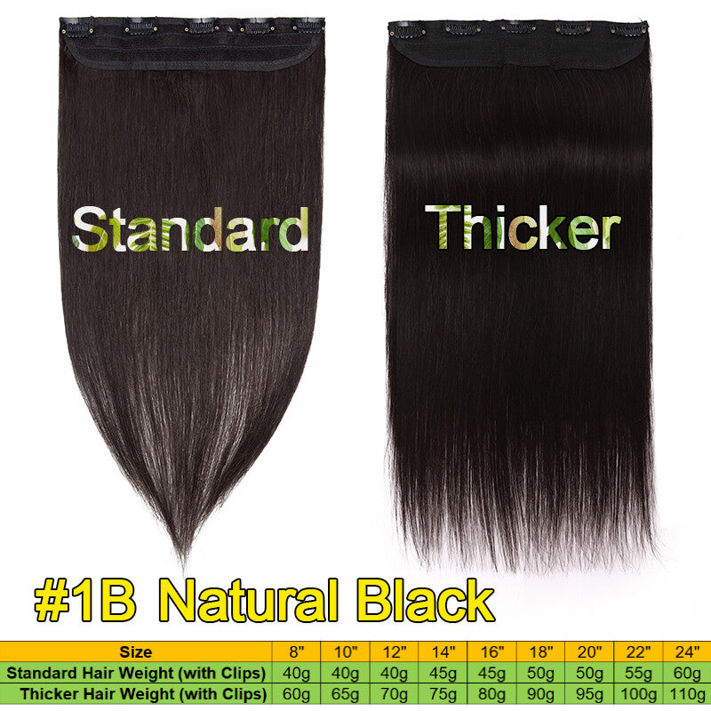 Thick Clip-In Human Hair Extensions - Full Head Weft, Remy Hair