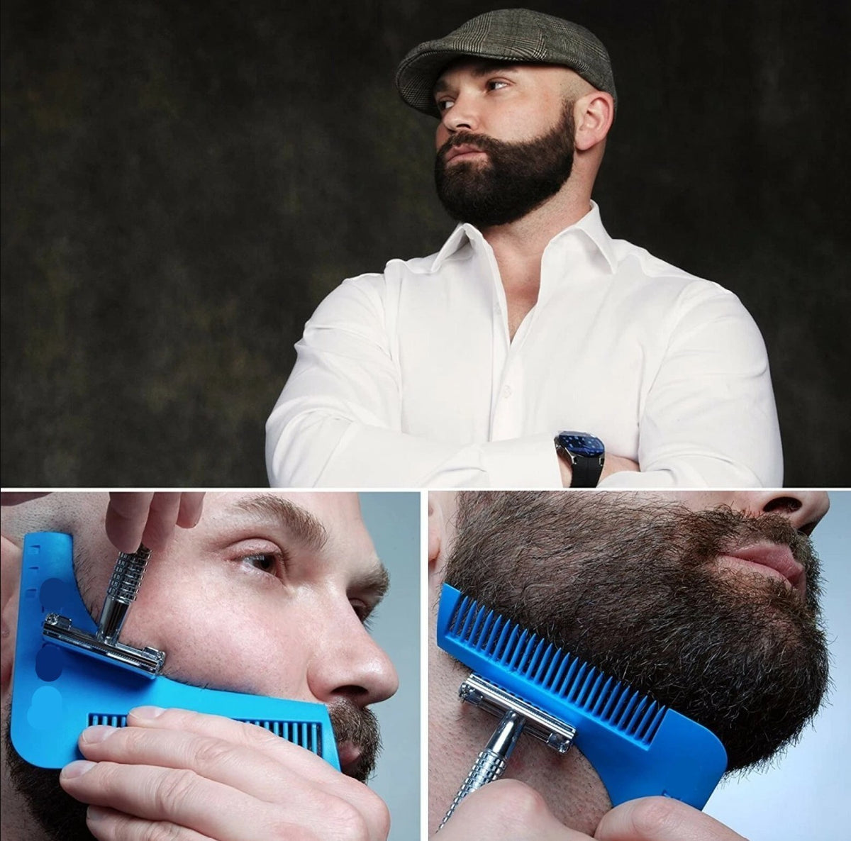 Beard Shaping Tool for Perfect Symmetry - Blue Grooming Accessory