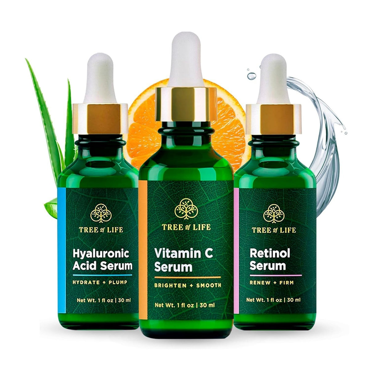 Brightening & Firming Skin Care Serum Trio - Hydrating Anti-Aging Set