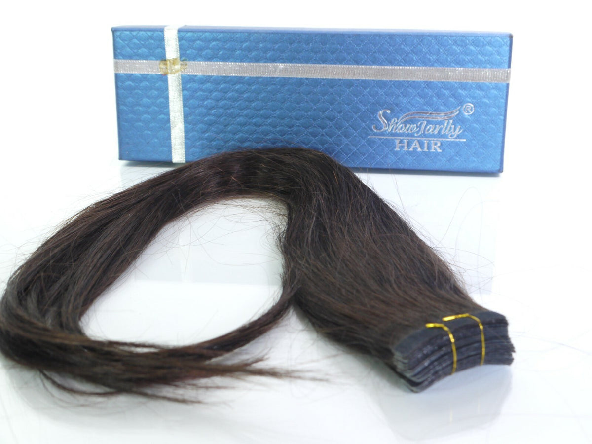 20 Pcs Hair Extensions with Glue Human Hair 20 Inch Dark Brown #2