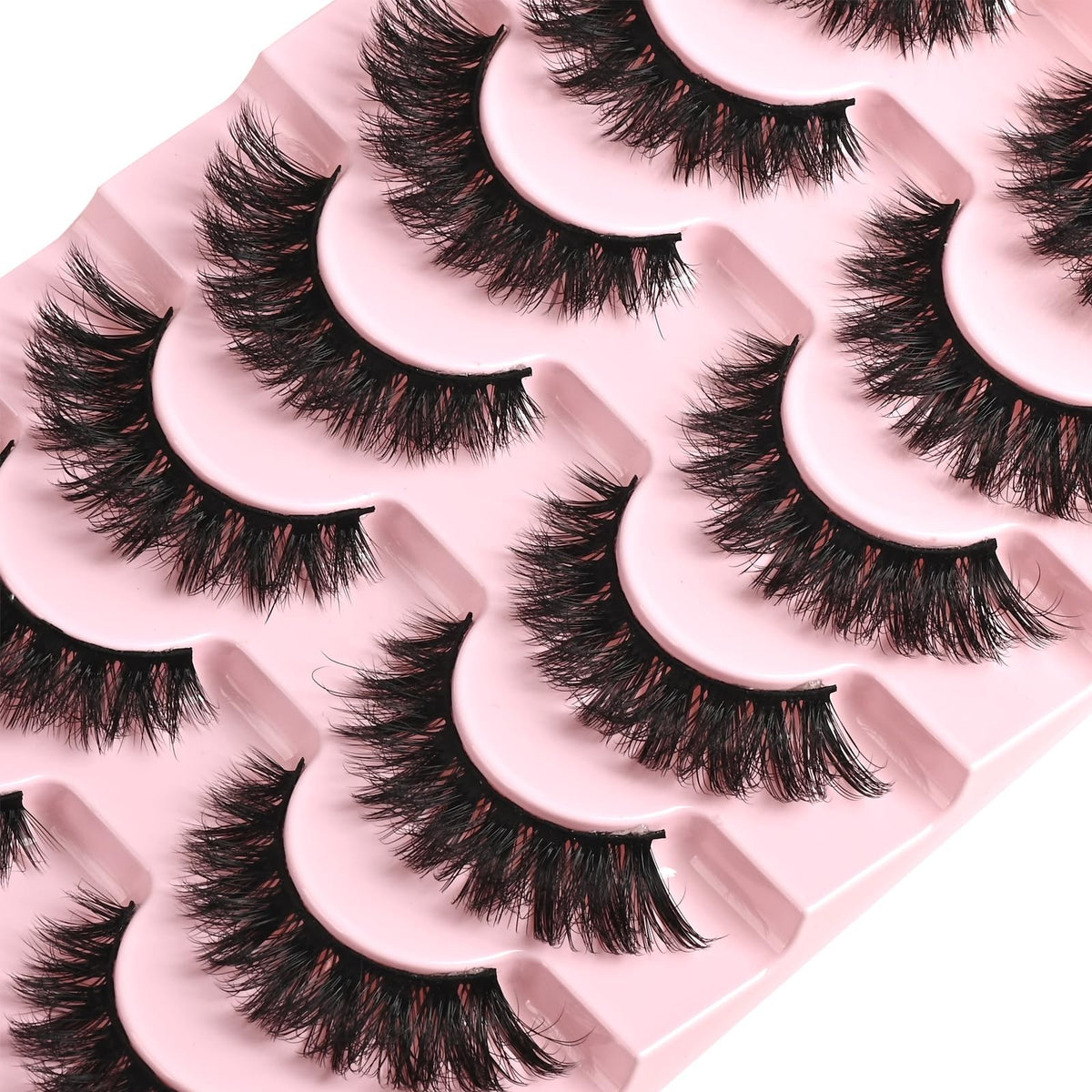 Cat Eye False Eyelashes Fluffy Wispy 7 Pairs Reusable Flared Lashes