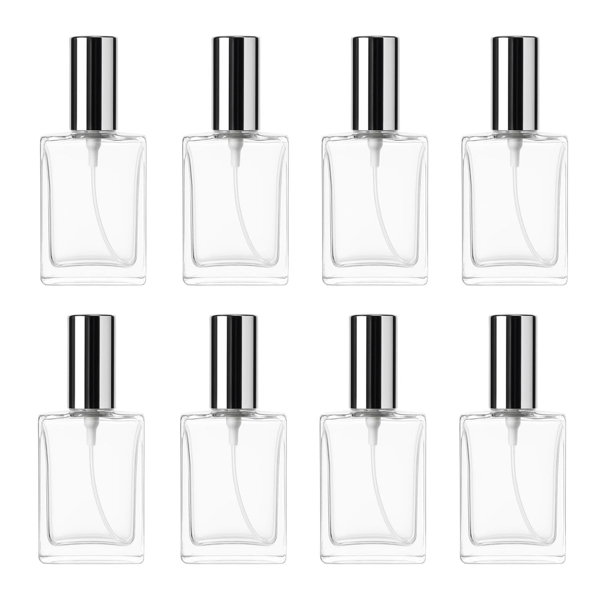 15ml Glass Perfume Spray Bottles with Silver Caps - Refillable Set of 8
