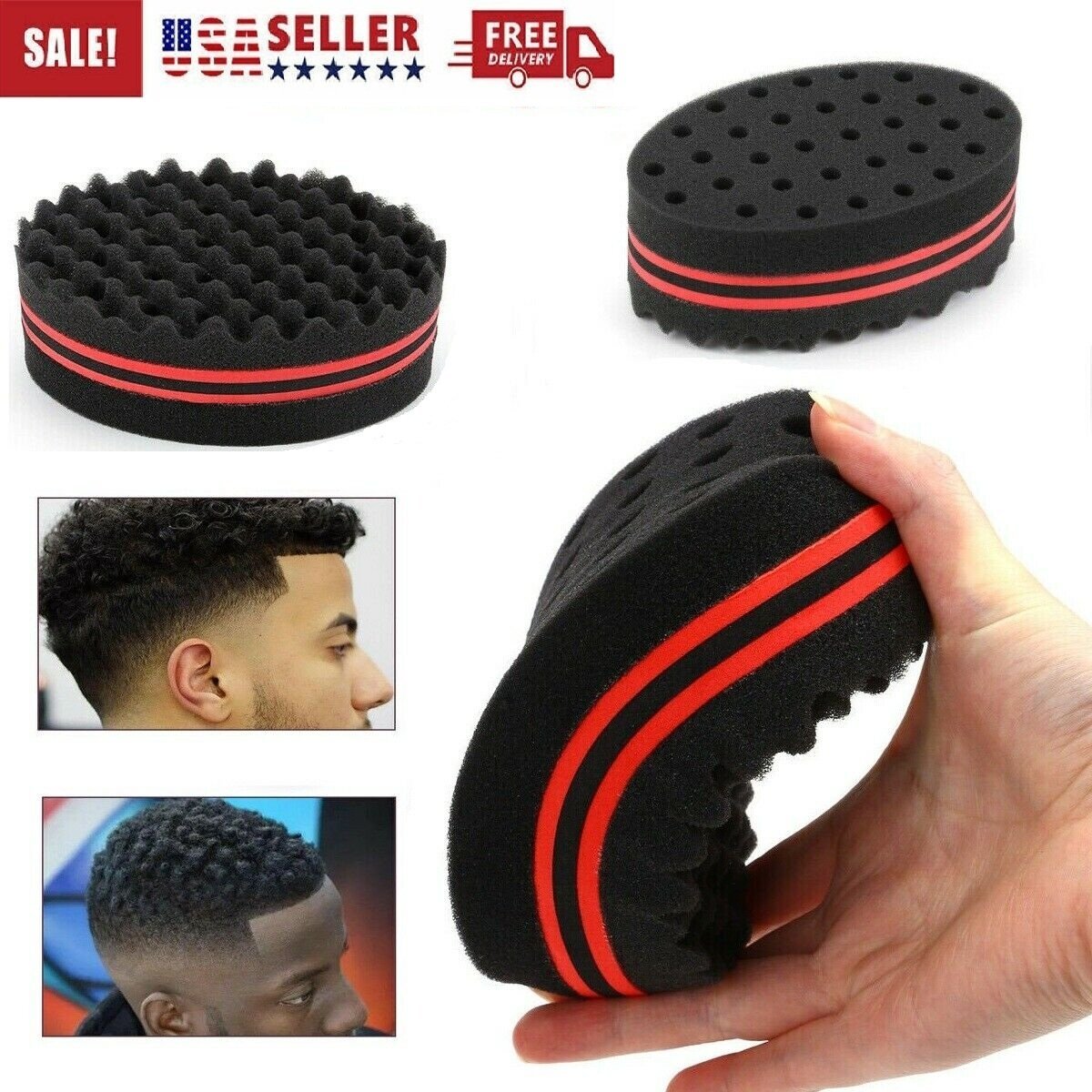 Barber Hair Brush Sponge Double Side Locking Afro Curl Twist Dreads
