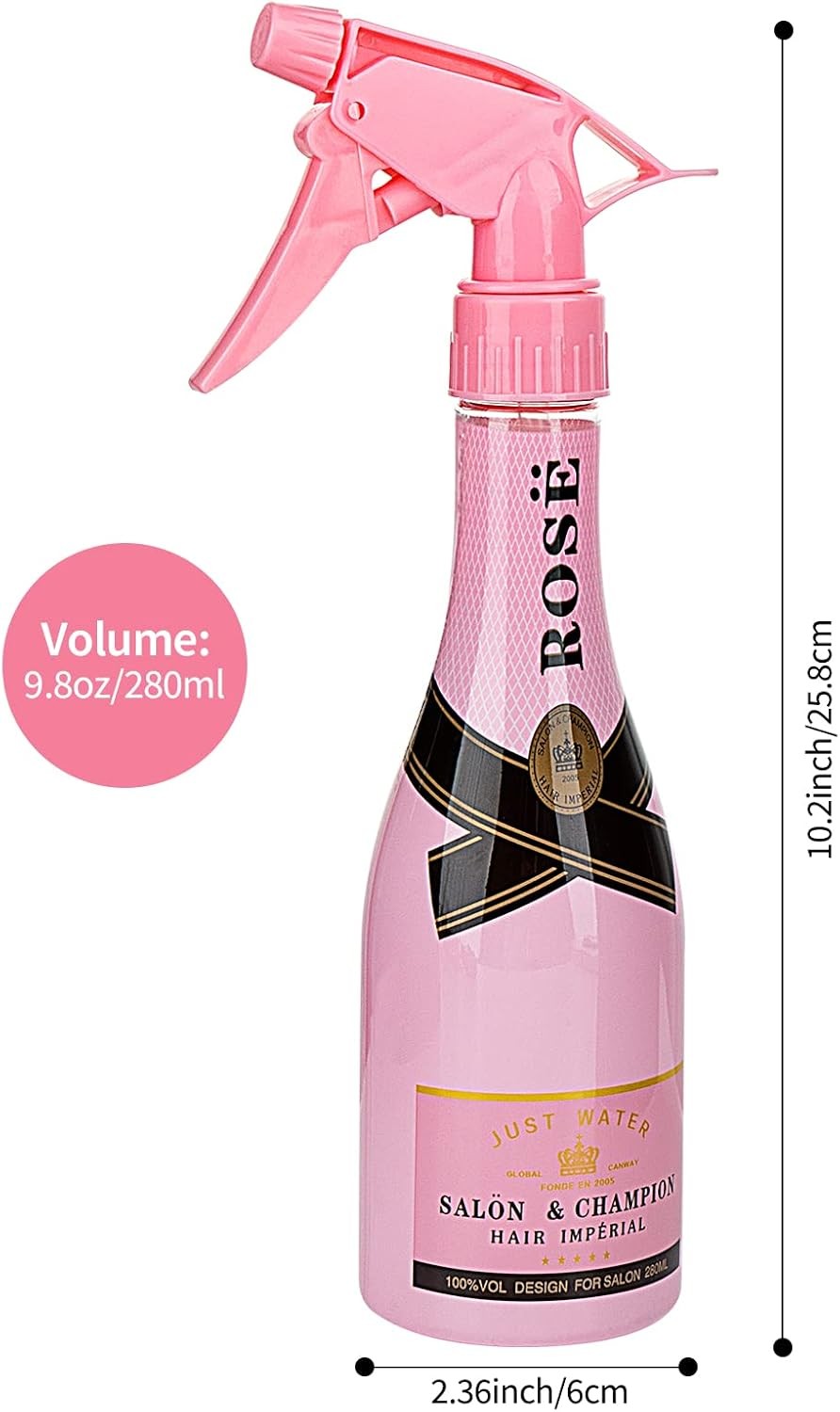 Fine Mist Spray Bottle 9.8oz (280ml) Pink Rose Champagne – Hair Moisturizing & Cleaning