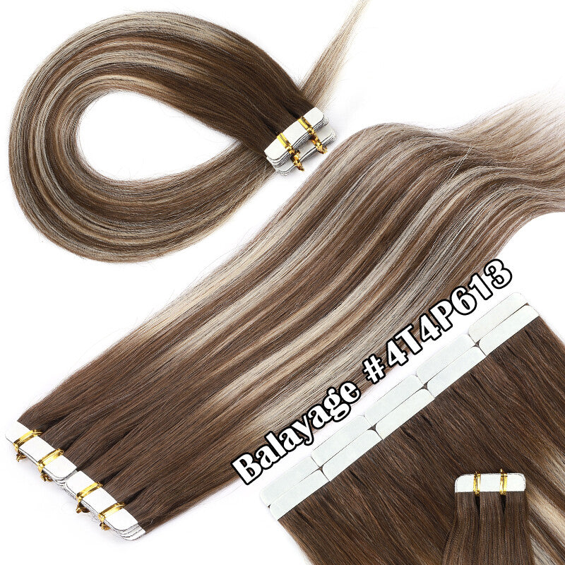 Russian Tape-In Hair Extensions Full Head 100% Remy Human Hair 60pcs