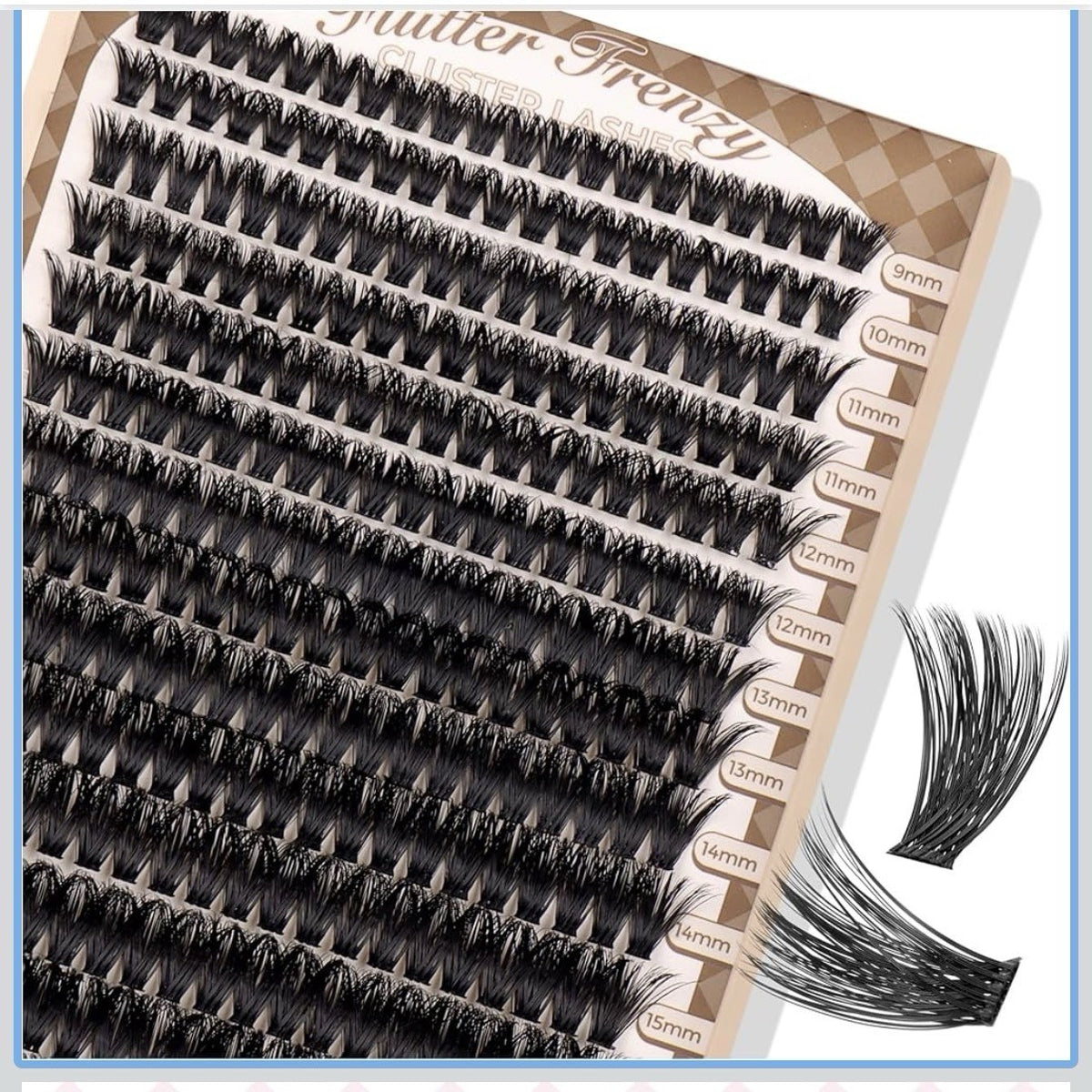 Cluster Eyelash Extensions Kit with Bond, Remover & Tweezers - 9-16mm 56D 168pcs