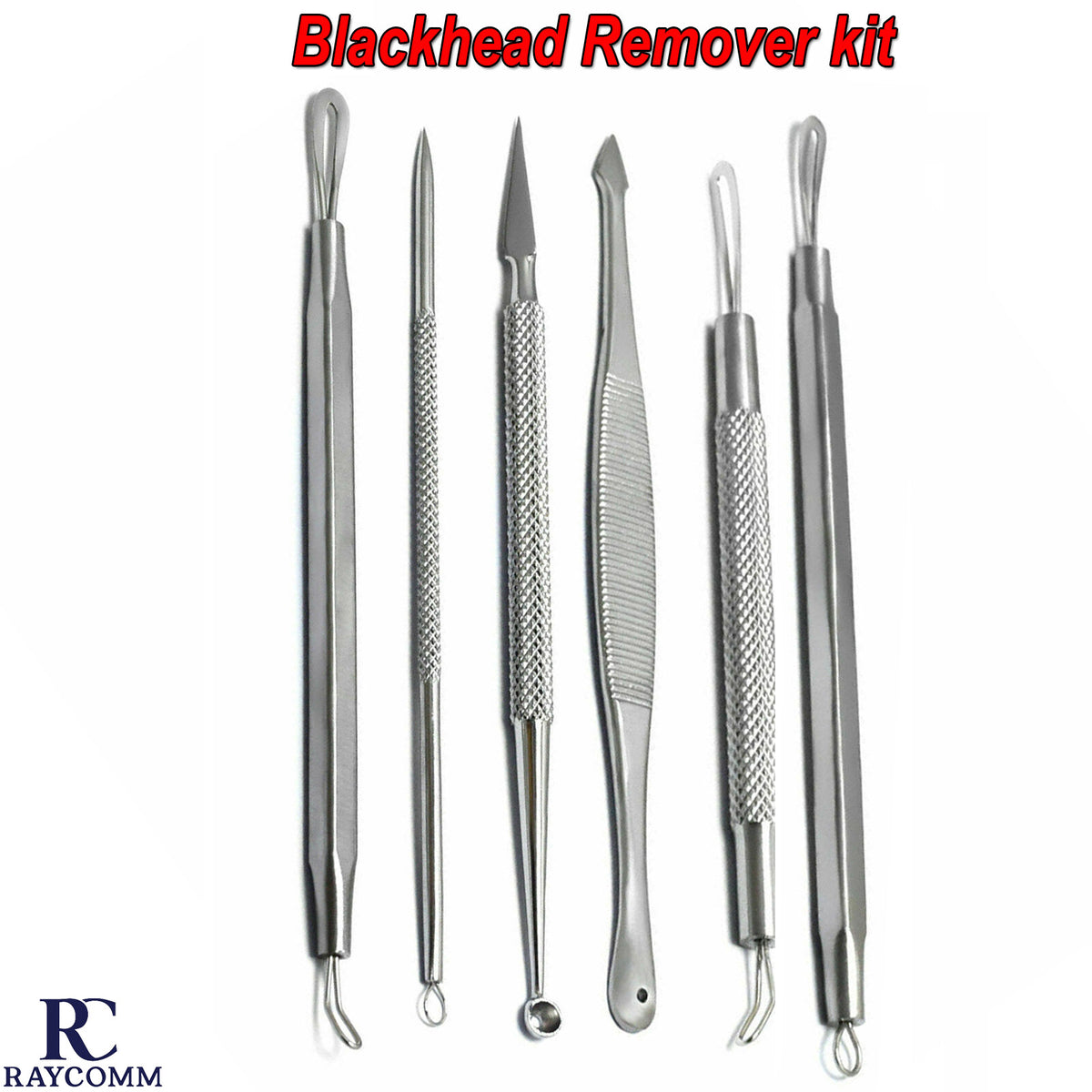 Blackhead and Acne Pimple Extractor Kit Set of 6 - Skin Care Tools for Facial Clearing