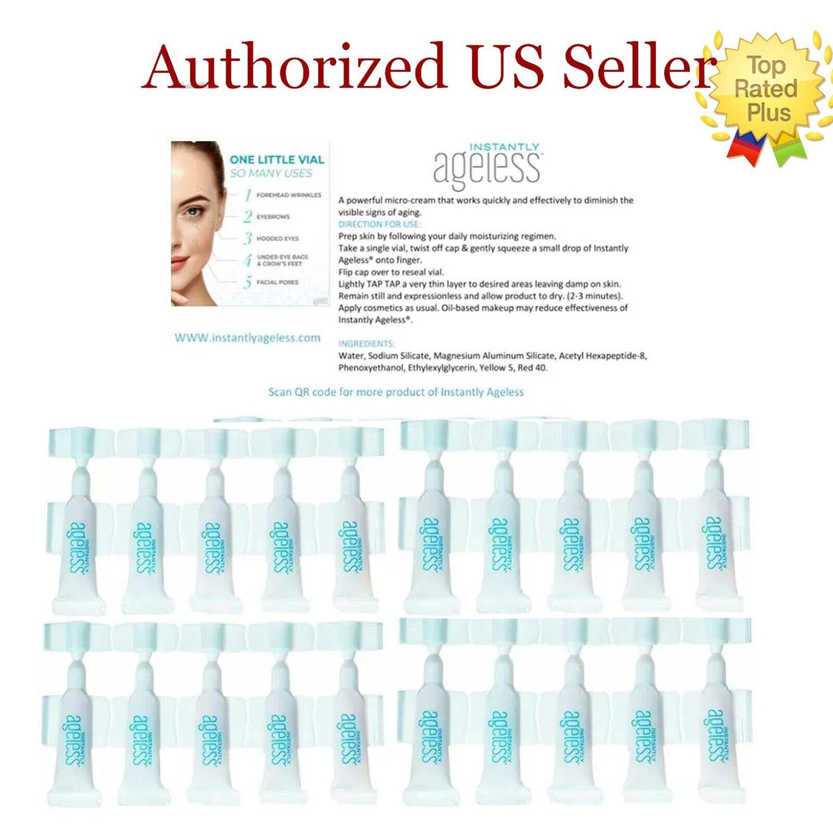 Instantly Ageless Face Lift Vials - Instant Wrinkle & Pore Reduction