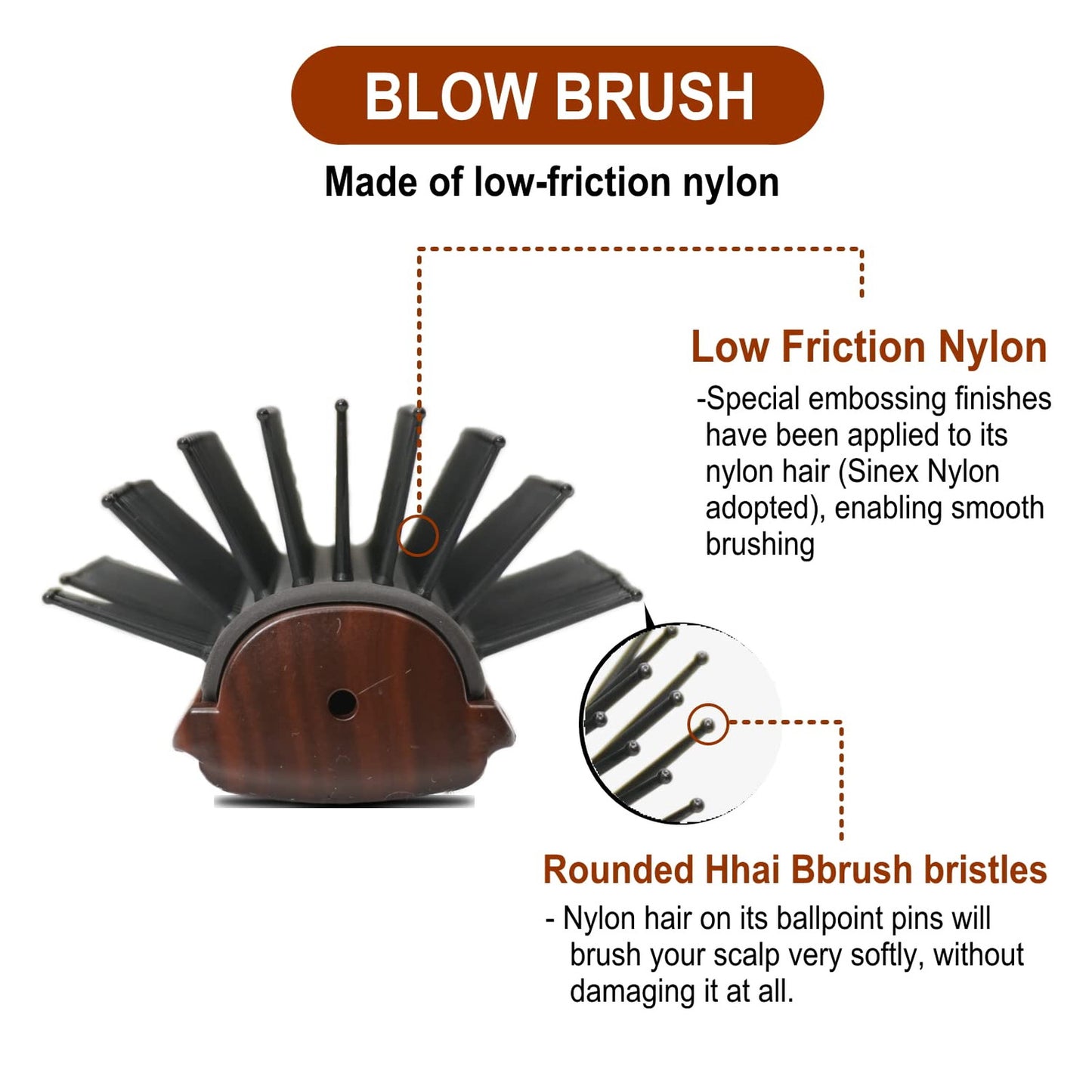 Professional Tourmaline Ceramic Round Hair Brush - 9 Row Curved Pad