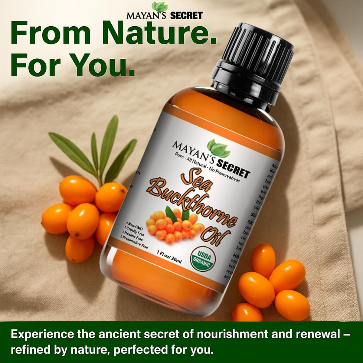 Sea Buckthorn Oil Organic 1oz – Supercritical CO2 Extracted