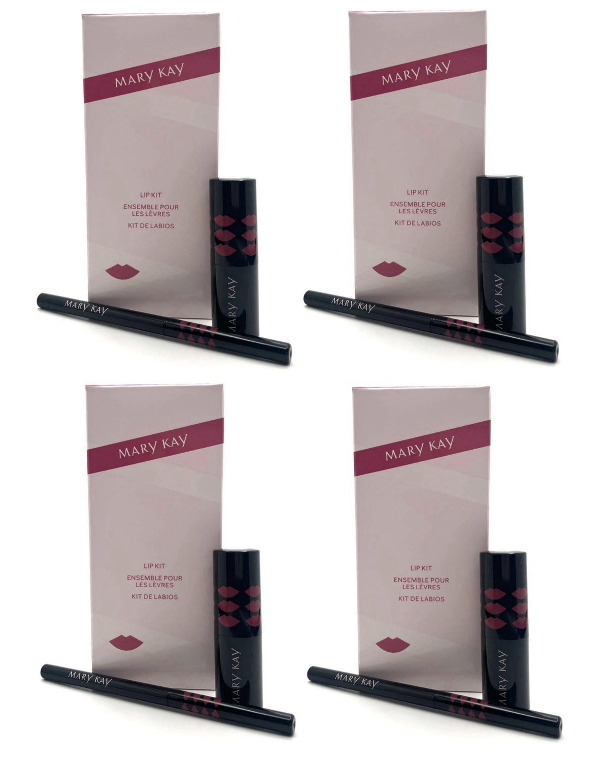 Pink Lipstick and Lip Liner Set - 4 Piece Lip Makeup Kit