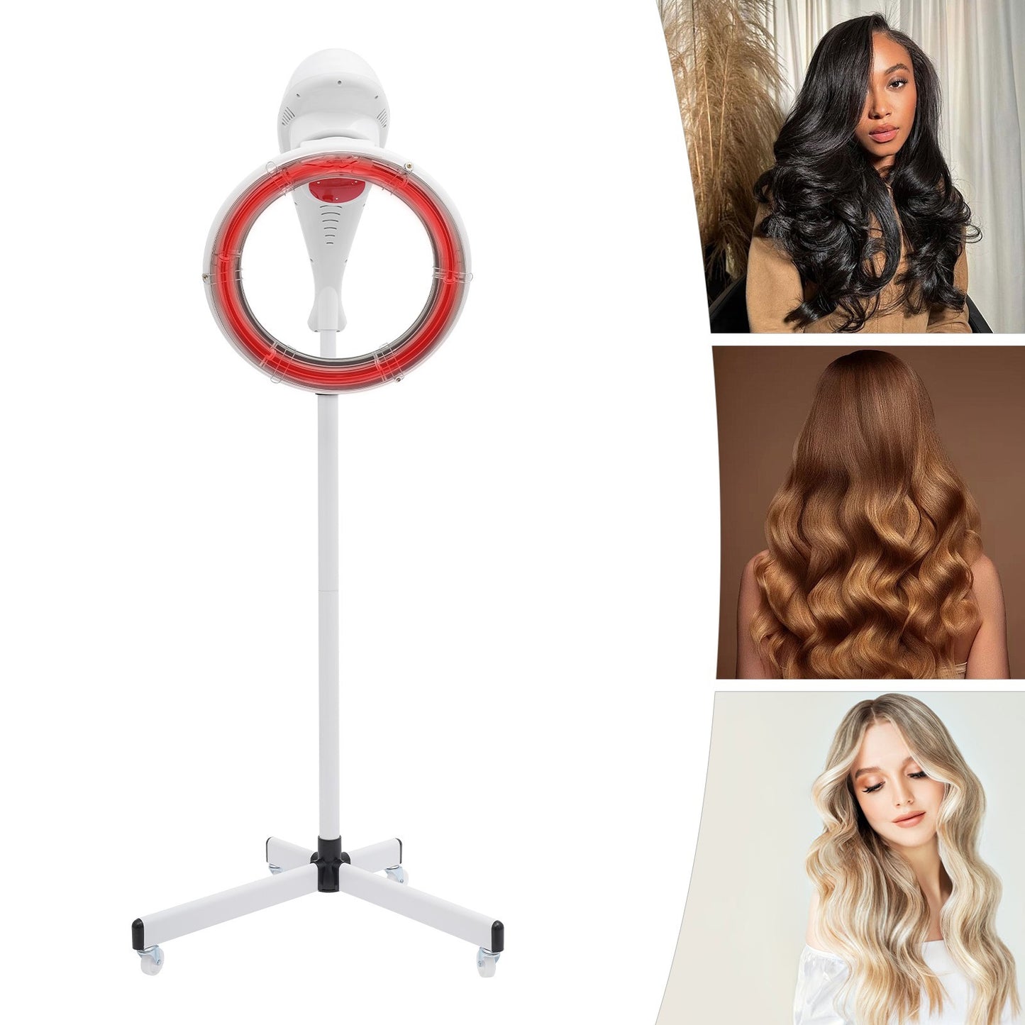 Adjustable Infrared Salon Hair Dryer Stand with Wheels for Styling
