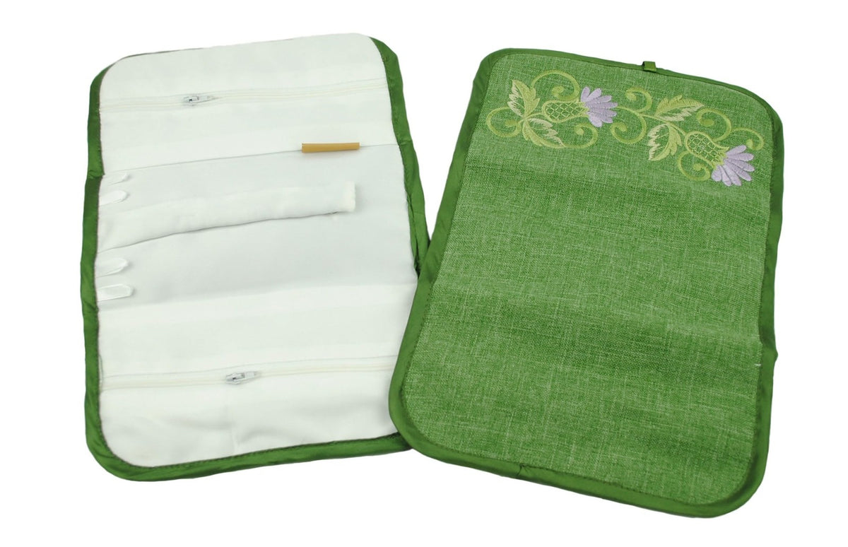 Jewelry Roll - Green Balmoral Thistle Design by Justina Claire