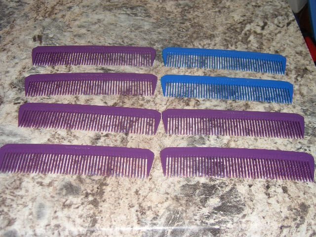 Vintage Purple and Blue Pocket Comb Set - Unbreakable 8 Pack Purse Combs