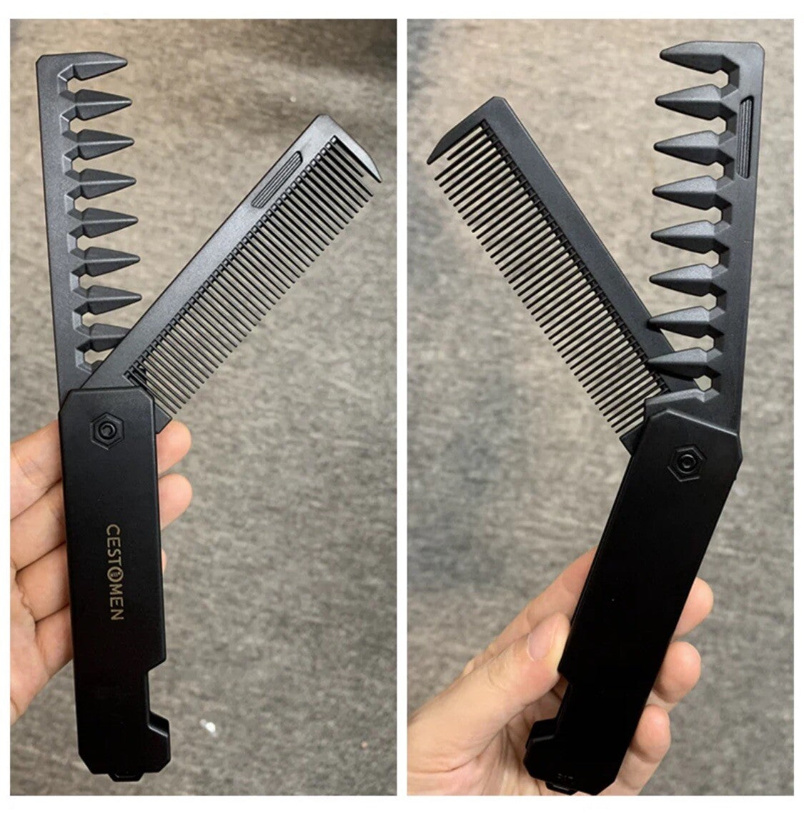 2-in-1 Foldable Anti-Static Beard and Hair Travel Comb - Durable Pocket Brush