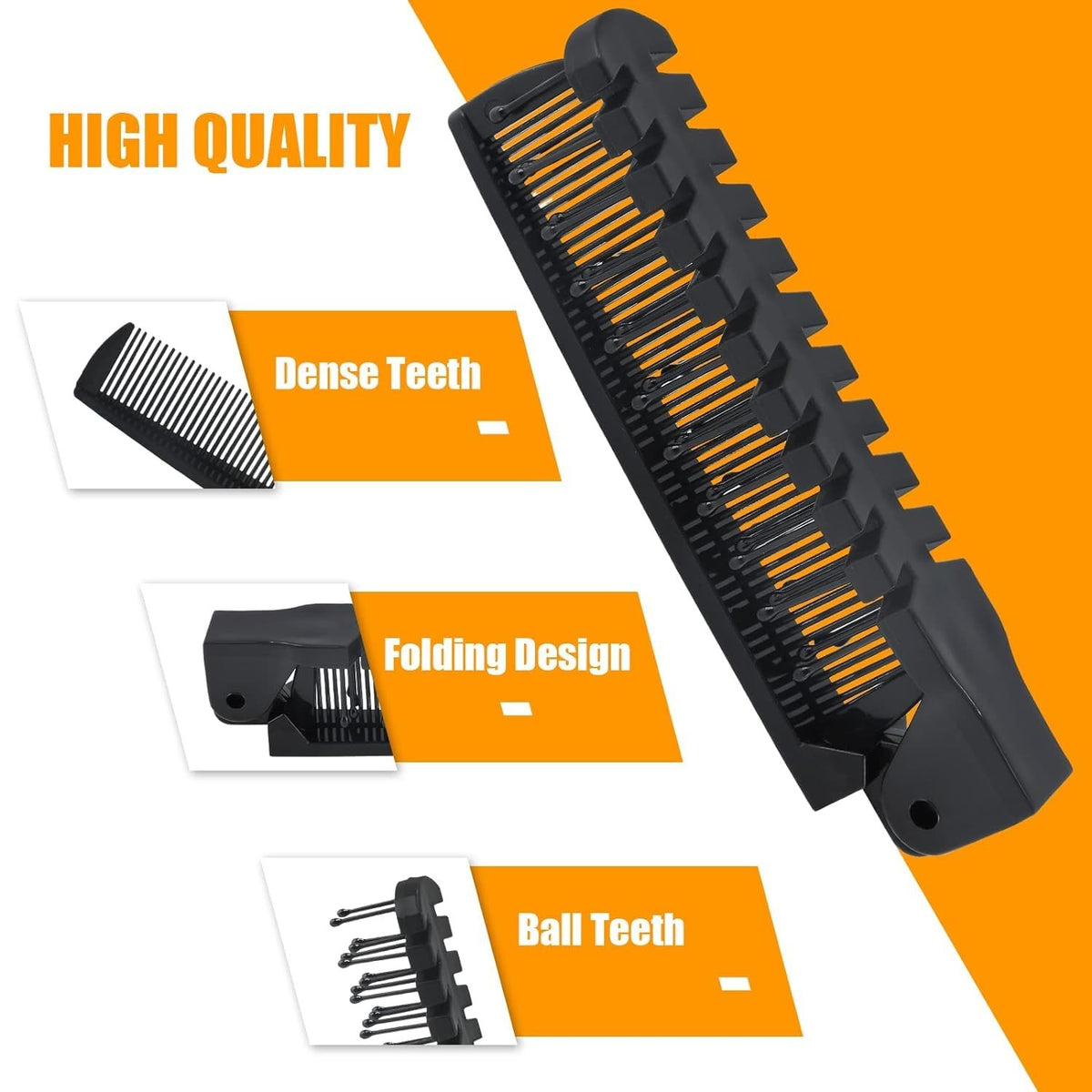 Travel Foldable Hair Brush Comb Set - Anti-Static Compact Hairbrush, 3-Pack