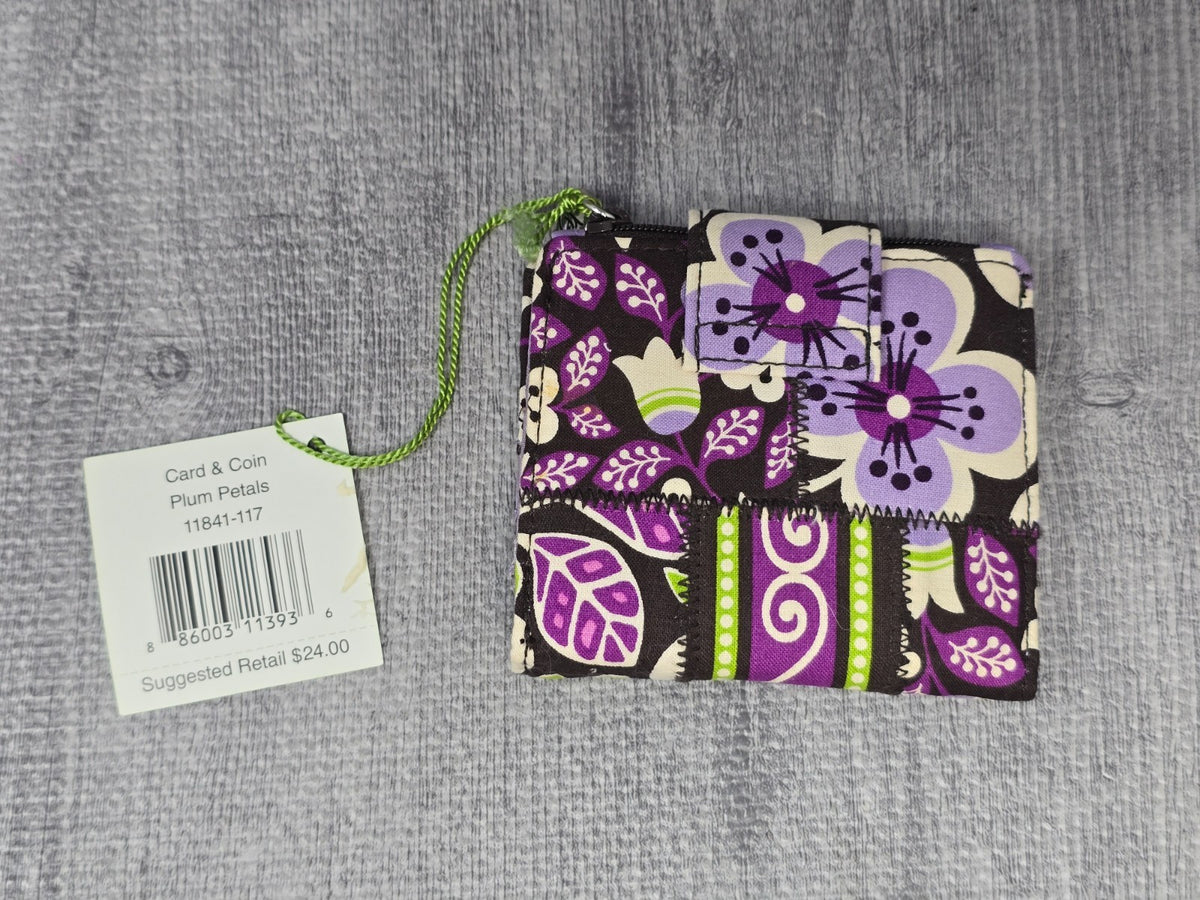 Vera Bradley Plum Petals Wallet - Card & Coin Holder, 5.5 x 4 Inches