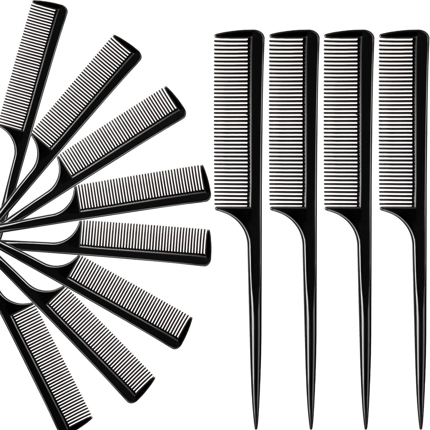 12 Pack Fine Tooth Hair Combs for Men and Women - Black Styling & Parting Comb