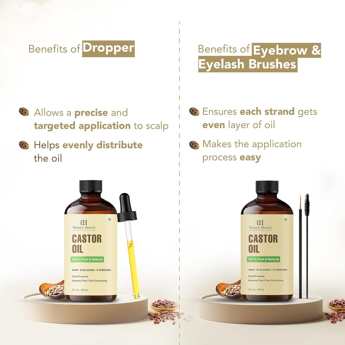 Pure Castor Oil Hair Treatment for Frizz Control and Nourishment - 2 Fl Oz
