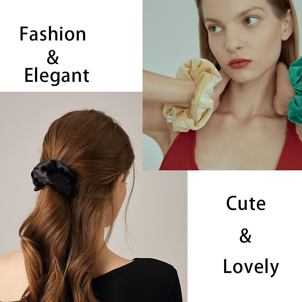 60 Pcs Soft Velvet and Satin Scrunchies for Count (Pack of 1),