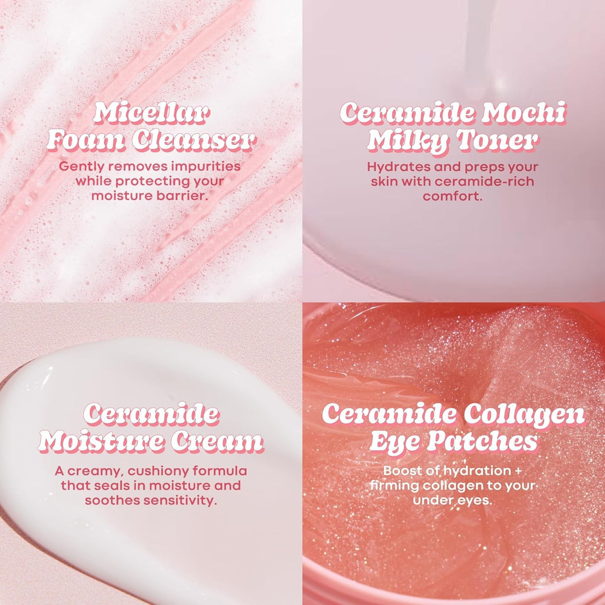 Korean Ceramide Hydrating Skincare Set with Mochi for Dry & Sensitive Skin