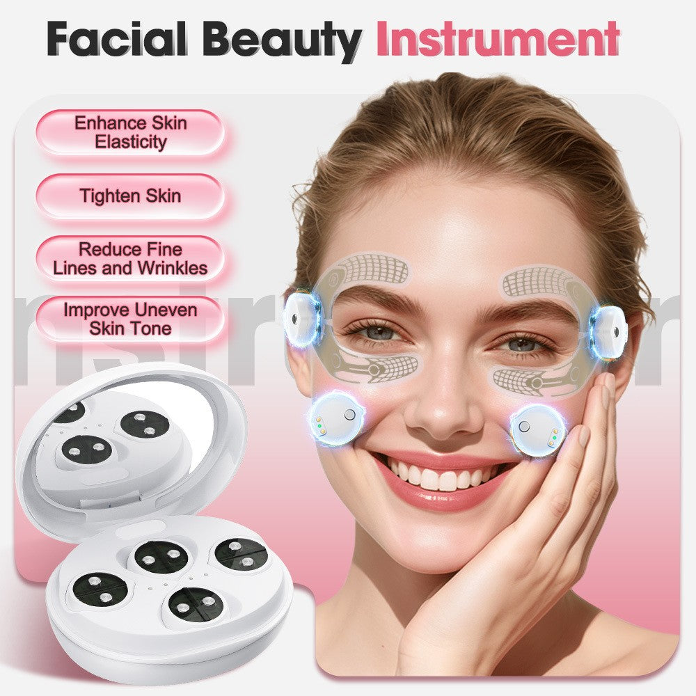 Electric Facial & Eye Massager with Red Light & Gel Patches for Skin Firming