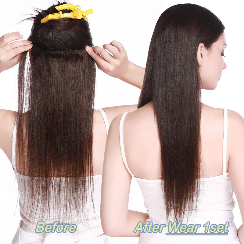 Clip-In Hair Extensions 100% Remy Human Hair 14-22in - Balayage Color Set