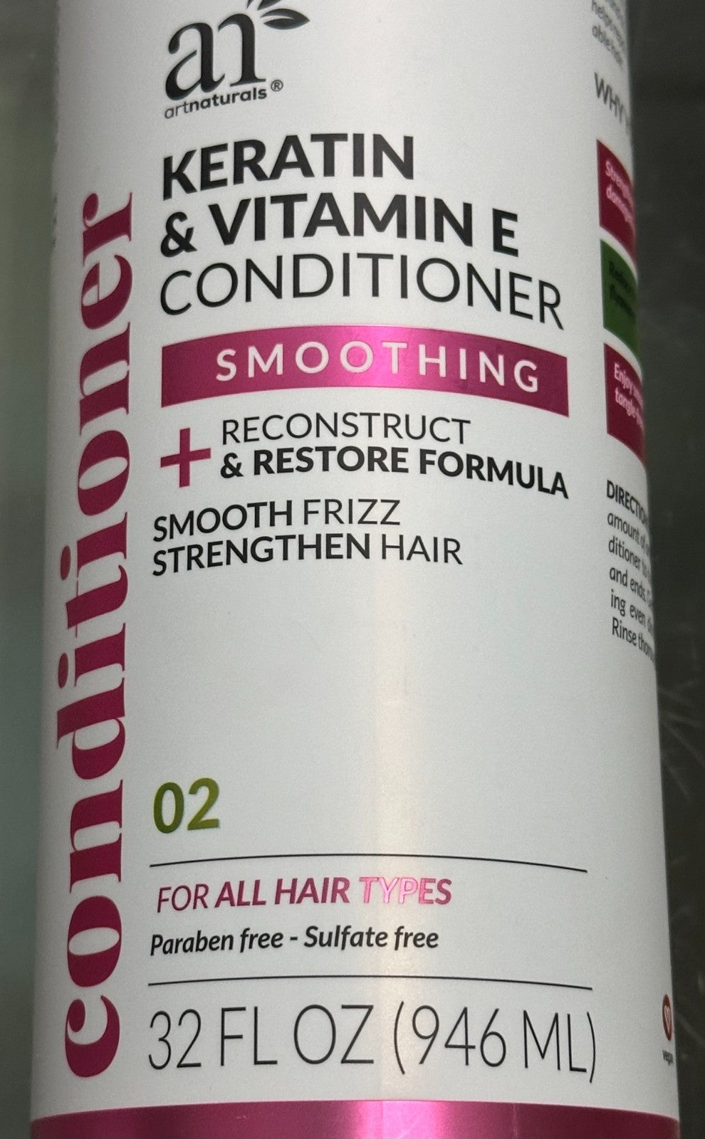Keratin Vitamin E Smoothing Conditioner 946ml – Art Naturals