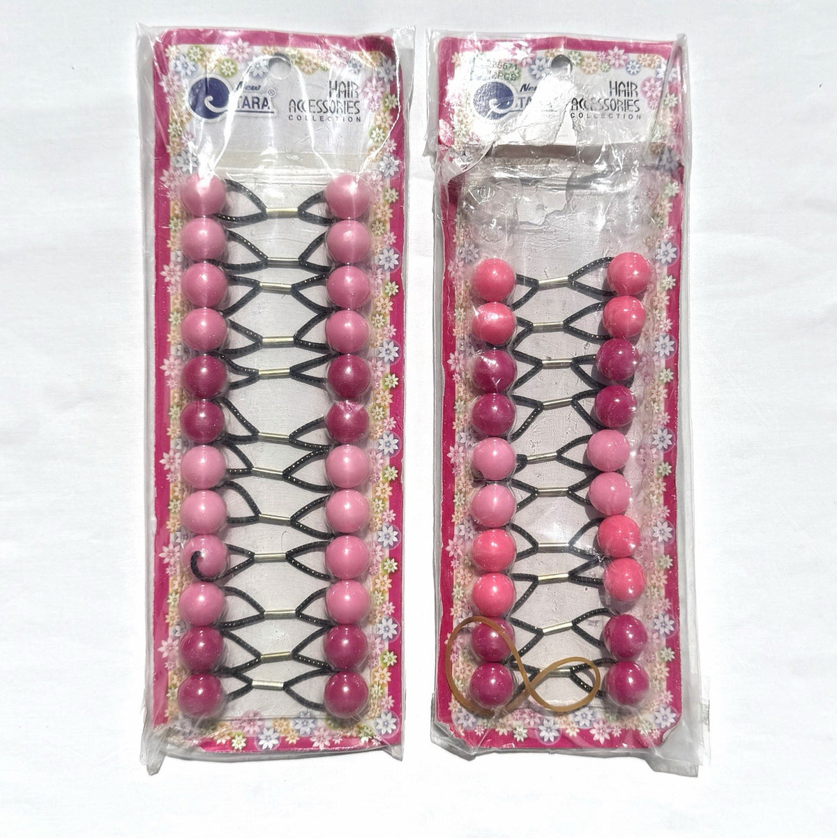 Tara Twinbead Bubble Ponytail Holders Pink 2 Packs 22 Each