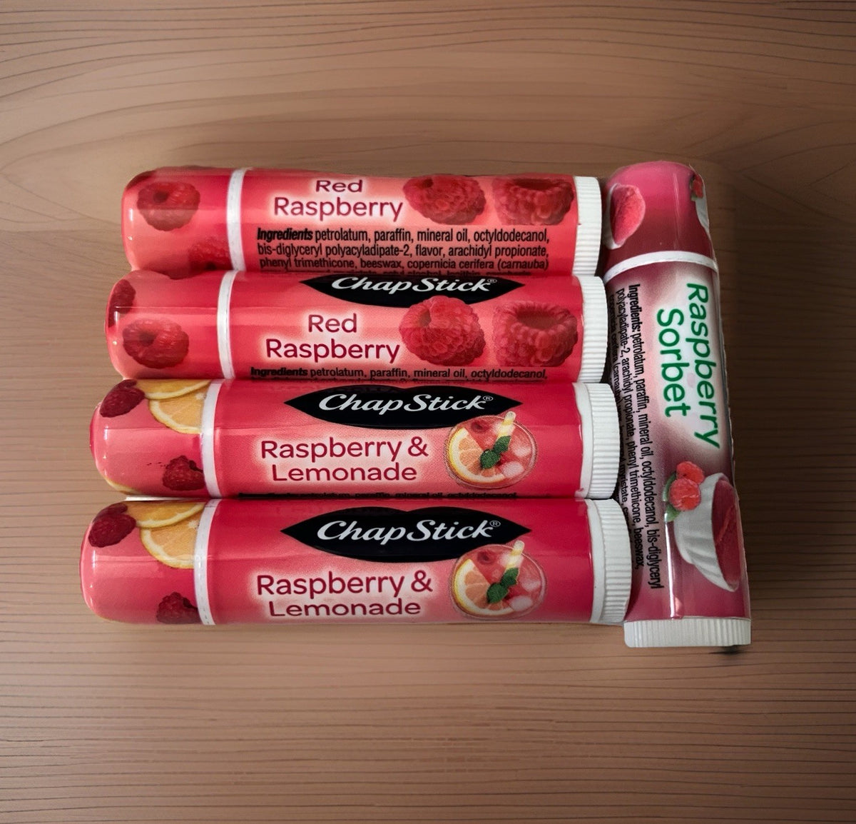 5-Pack Raspberry Lip Balm Set - Moisturizing ChapStick Flavors