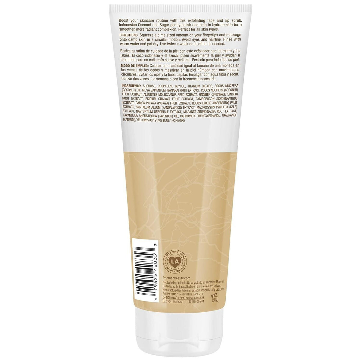 Face & Lip Exfoliating Scrub Set with Coconut and Sugar - 2 Pack, 6 oz Each
