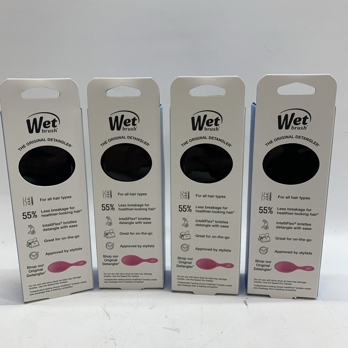 Mini Detangler Hair Brush Pack - Travel Size for Wet & Dry Hair, 4-Pack