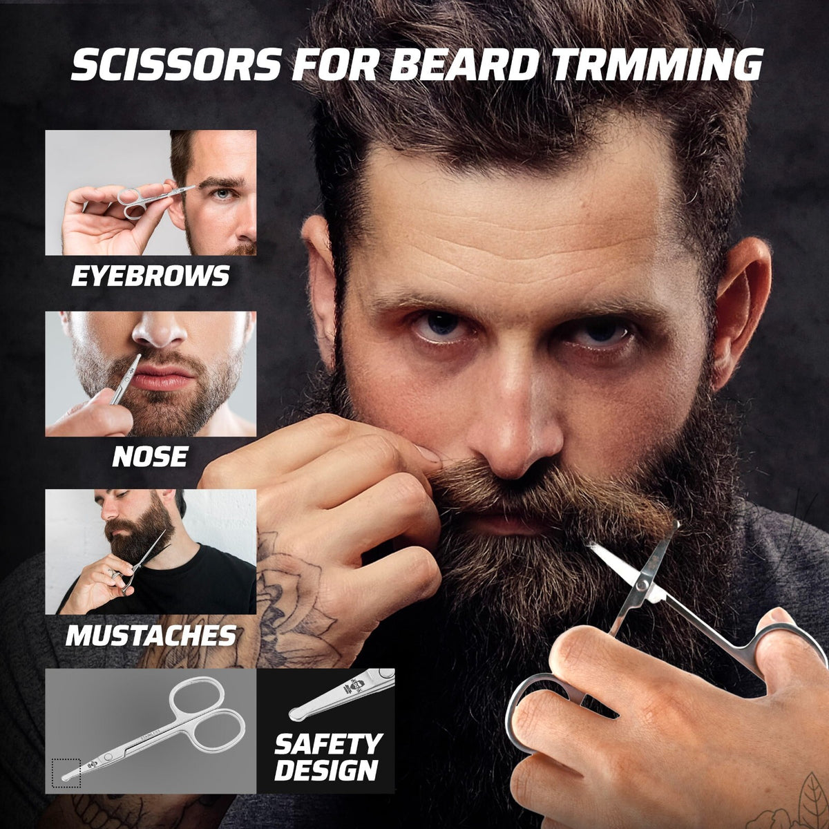 Men's Beard Grooming Kit with Brush, Comb & Scissors - Travel Size