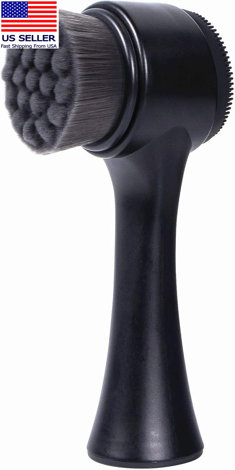 2-in-1 Facial Cleansing Brush with Silicone Exfoliating & Soft Bamboo Charcoal Brush