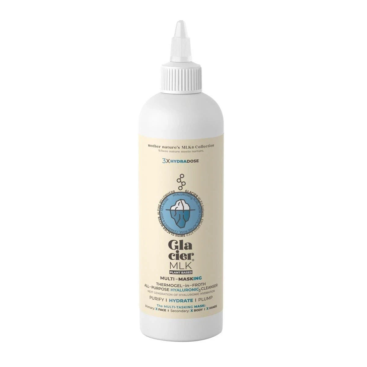 Glacier MLK Hyaluronic Cleanser 12 oz — Nourishing Facial Cleansing Gel