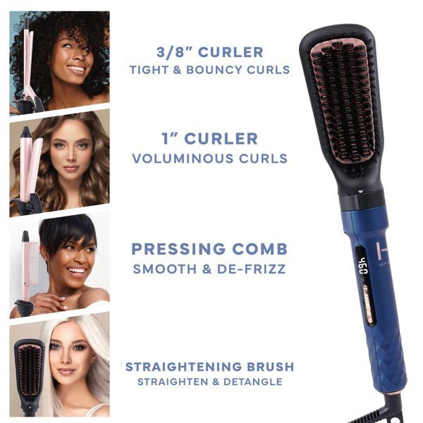 4-in-1 Ceramic Ionic Hair Styler with Interchangeable Attachments - Travel Friendly