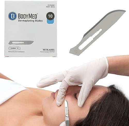 Dermaplaning Blades #10 Stainless Steel 100 pcs - Disposable Skin Exfoliation Tools