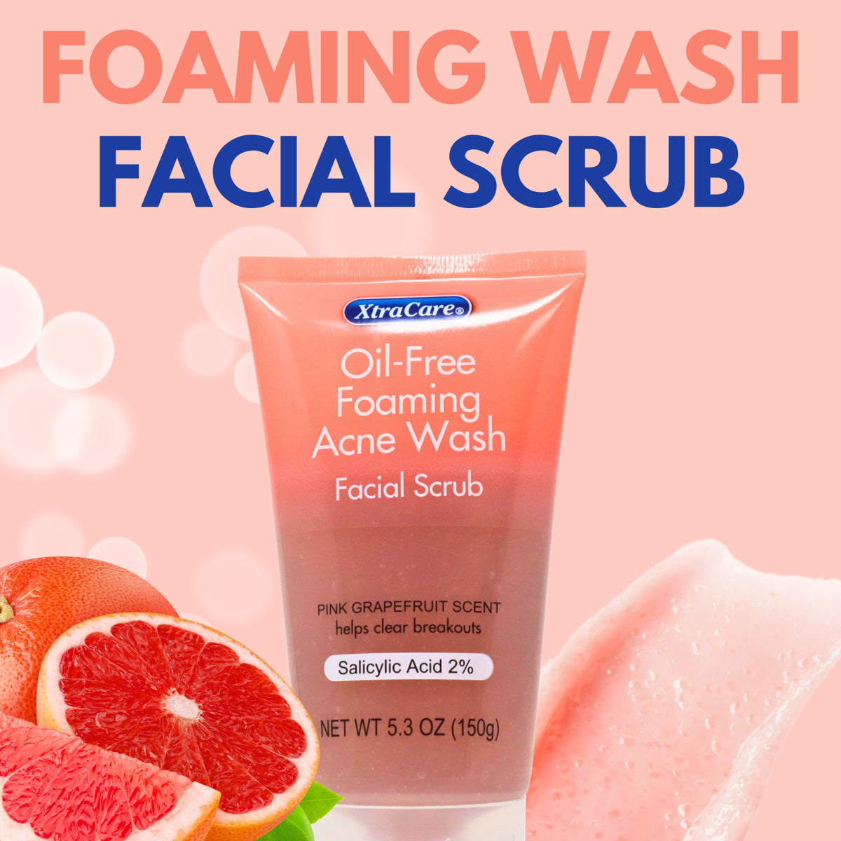 XtraCare Oil-Free Foaming Acne Wash, Facial Scrub, 5.3 fl oz –