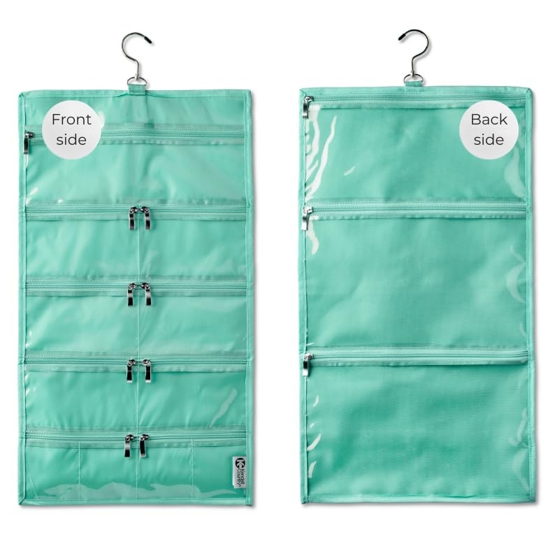 Travel Organizer Bag with 14 Clear Vinyl Pockets Large Hanging Case