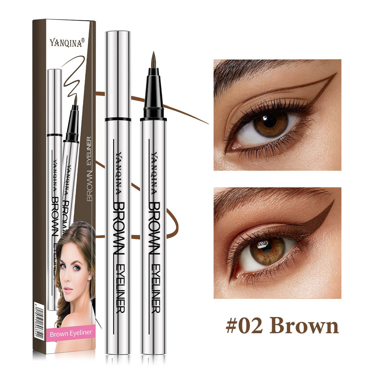 Liquid Eyeliner Pen Waterproof Black/Brown - Precise, Quick-Dry Makeup