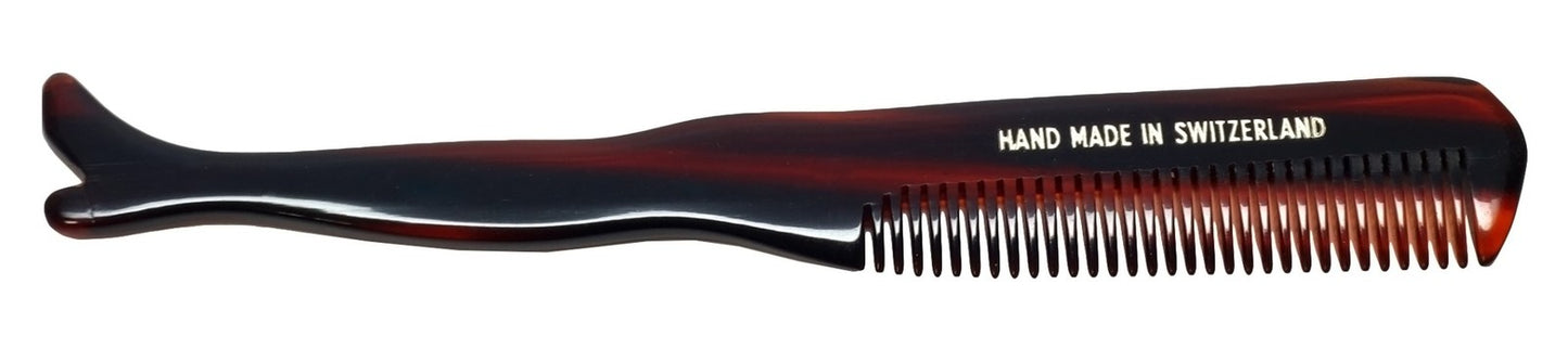 Handmade Swiss Mustache & Beard Comb 5 Inch Tortoise Shell Brown