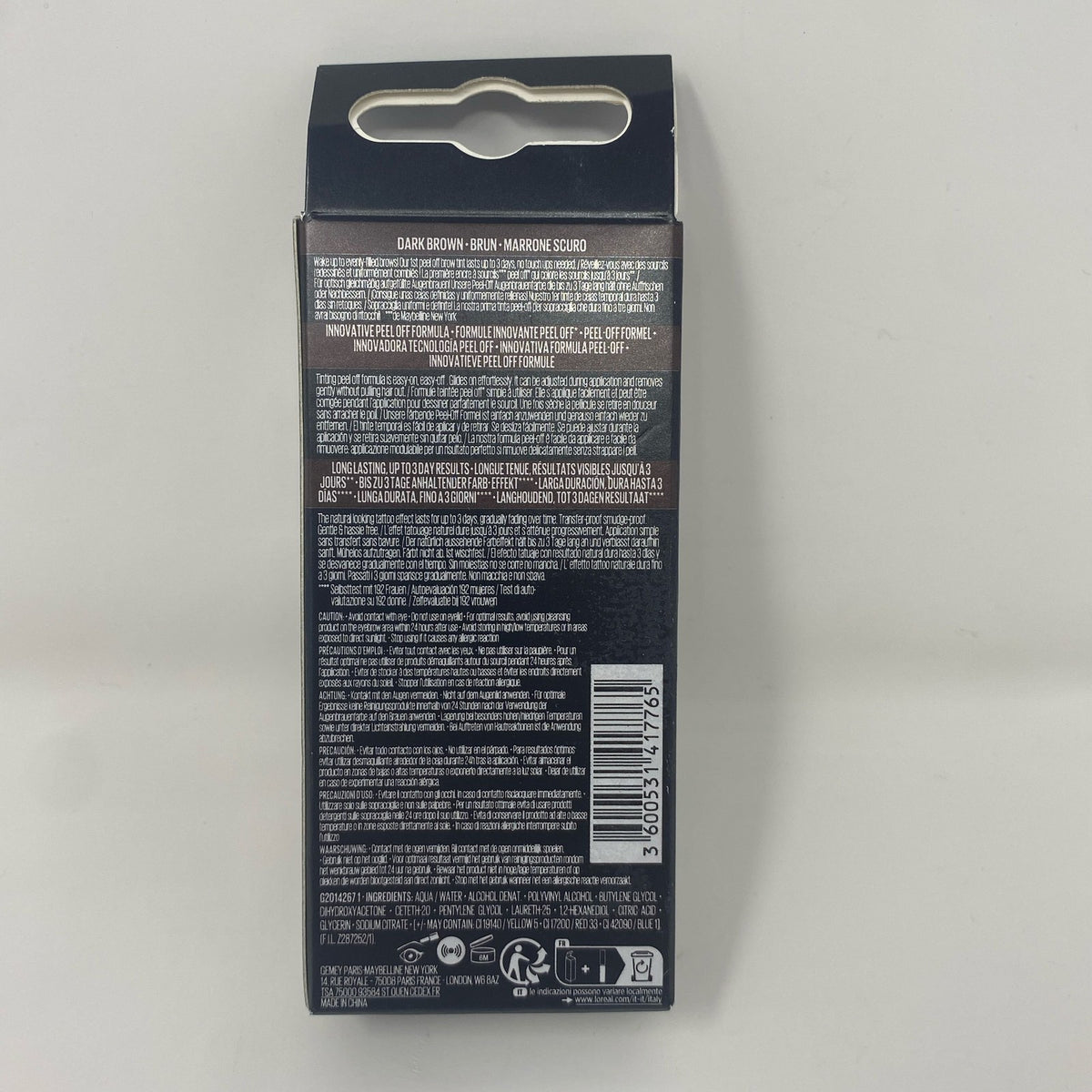 Peel-Off Eyebrow Tint Dark Brown - Long-Lasting Brow Color 4.6g