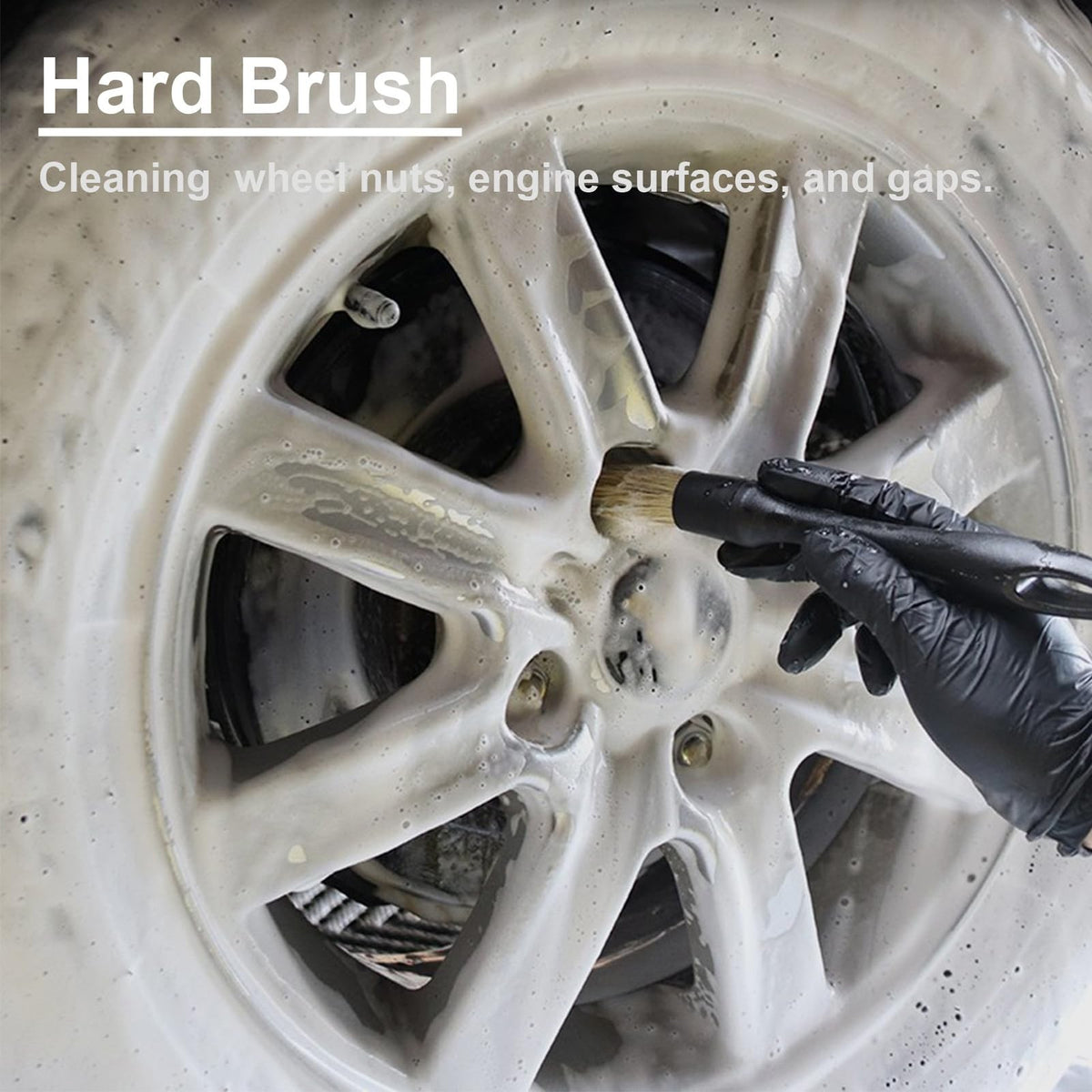 4 Pack Car Detailing Brushes Set - Soft, Medium, Hard & Faux Wool