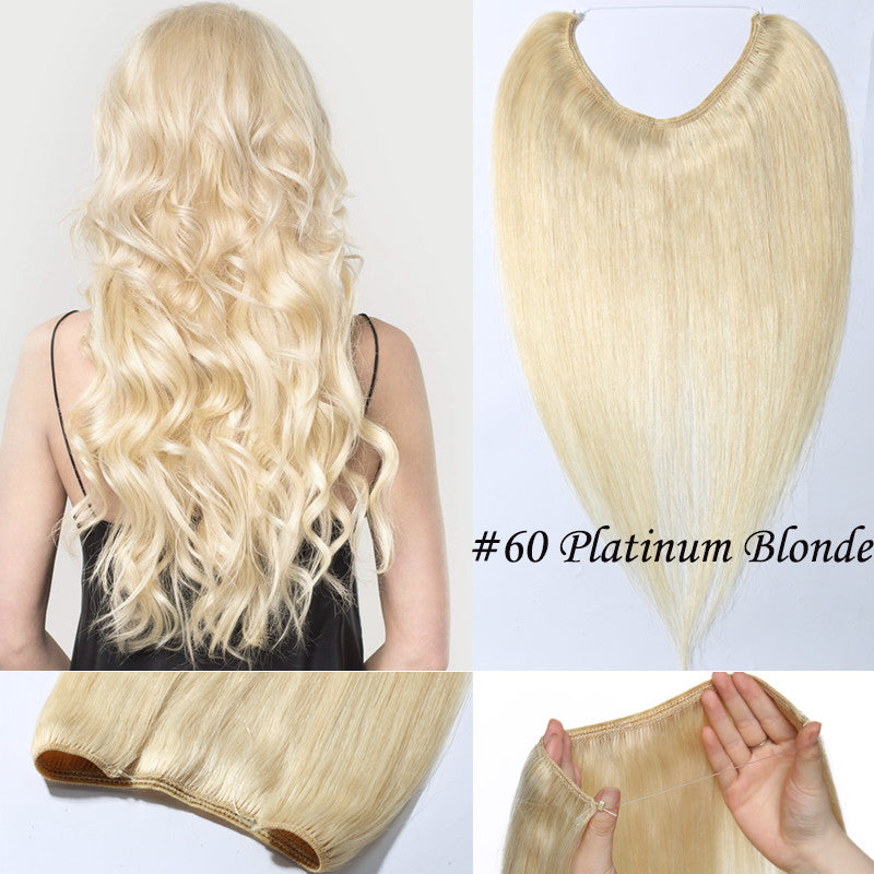 Remy Human Hair Extensions Headband Weft - Invisible Wire In Hairpiece