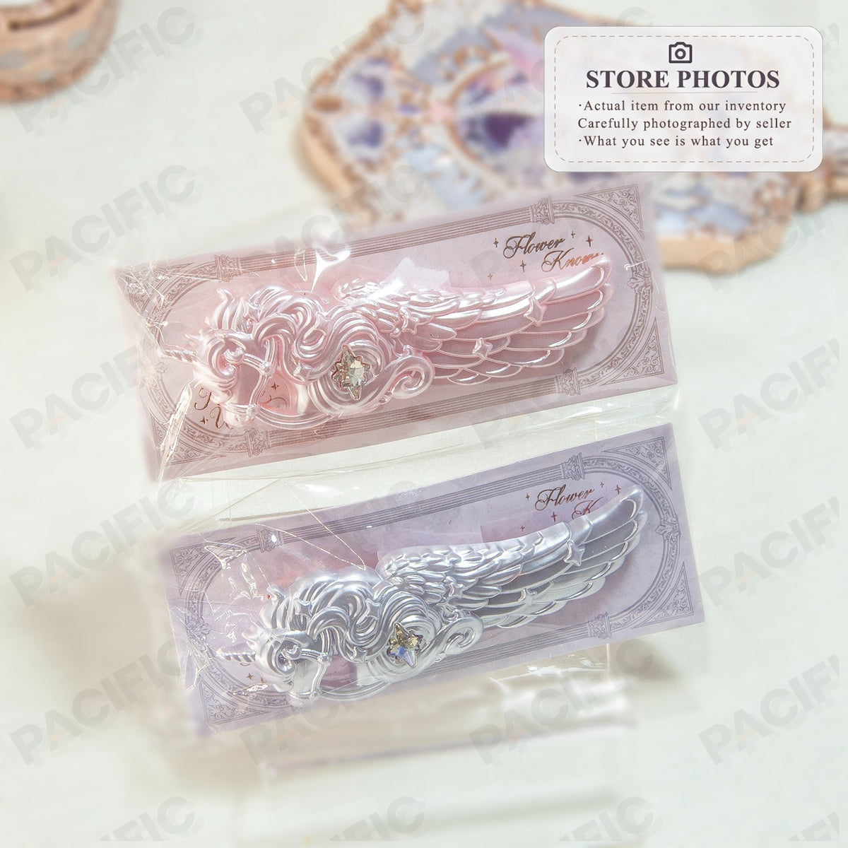 Flower Knows Knight Unicorn Hair Clips Set of 2 US Stock