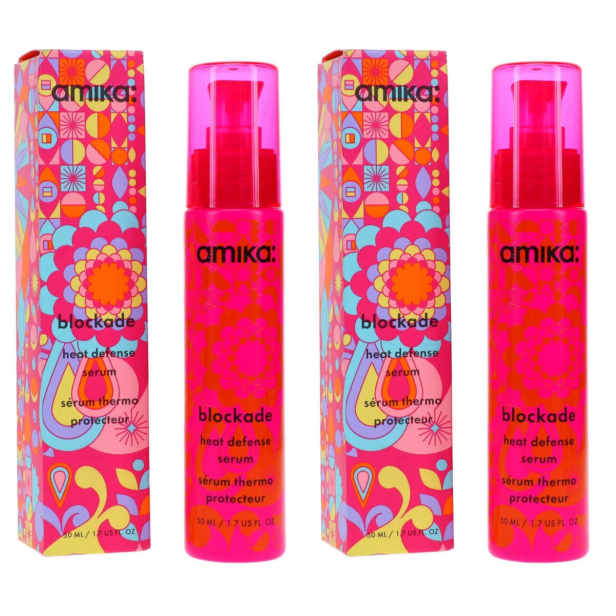 Amika Heat Defense Serum 1.7 oz - Protects Hair from Thermal Damage, 2 Pack