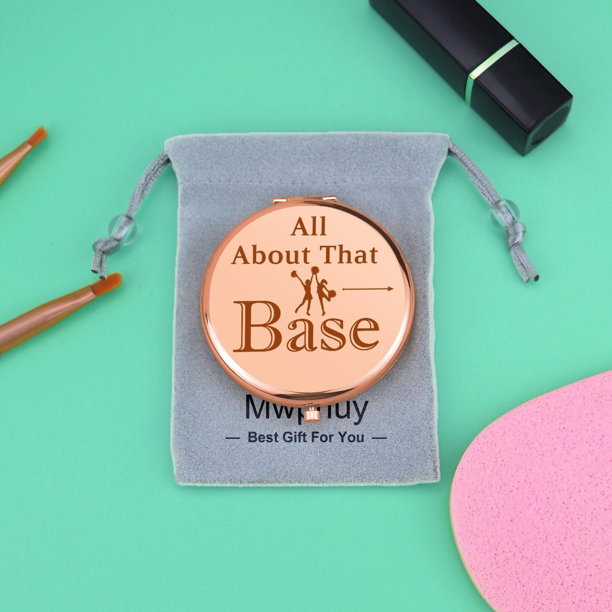 Rose Gold Compact Makeup Mirror - Portable, Magnifying, Dual Sided Cheerleading Gift