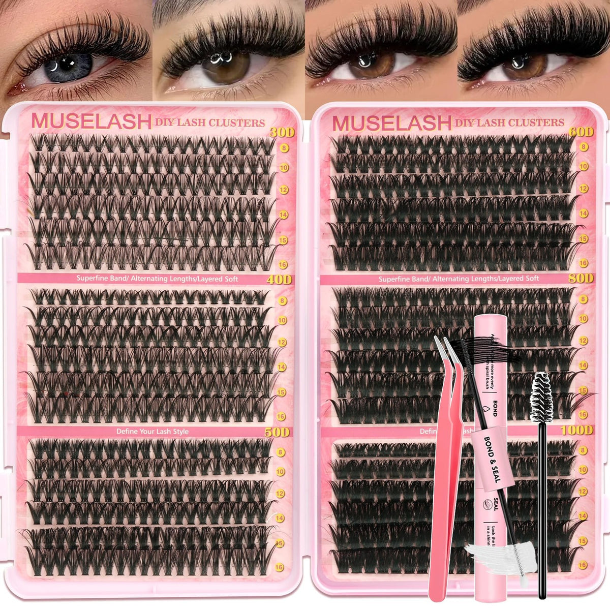 Wispy Lash Clusters Kit 708 Pcs Black - DIY Eyelash Extensions Pack