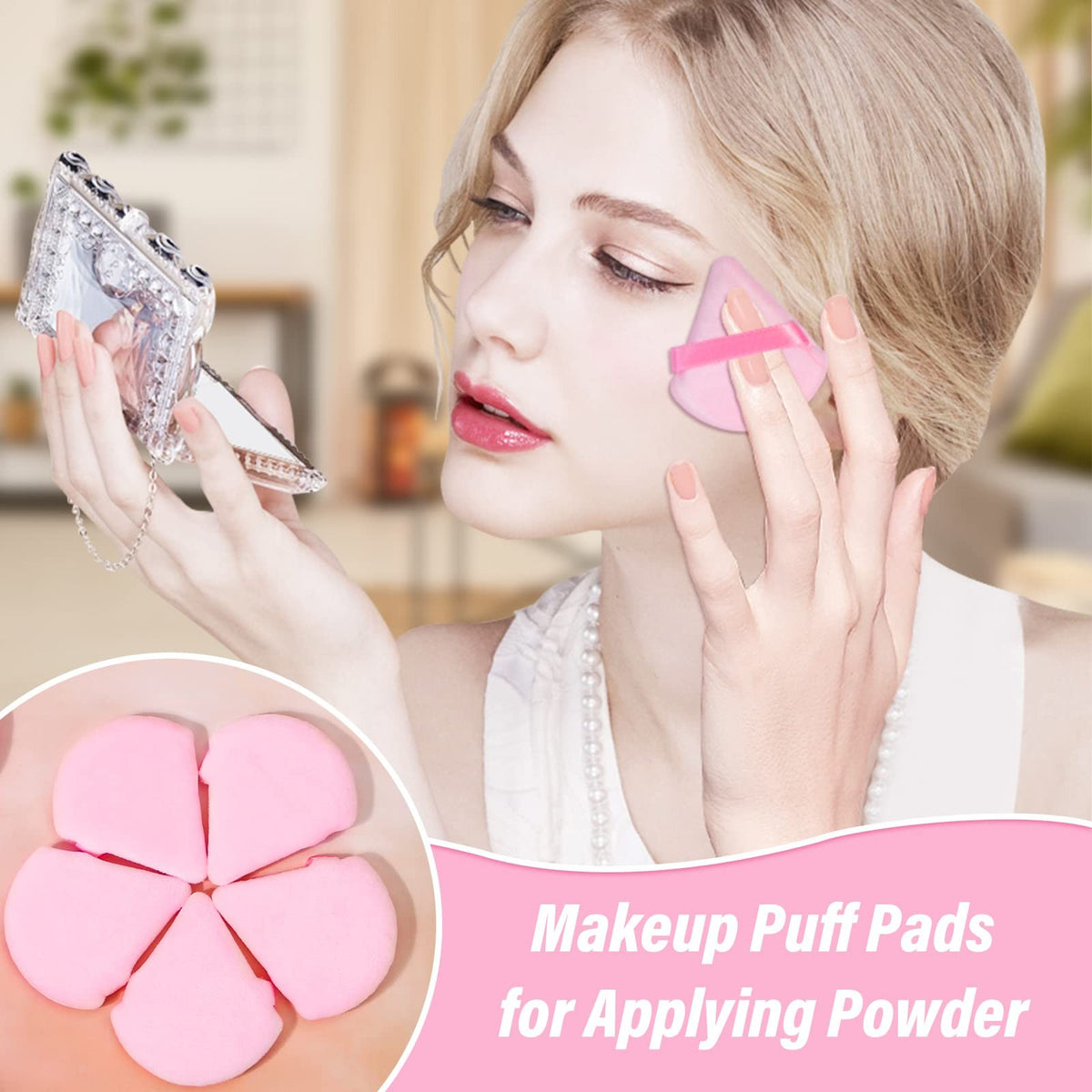 Triangle Makeup Powder Puffs Set - Soft Velour Face Applicators for Foundation & Loose Powder, 20 Pieces