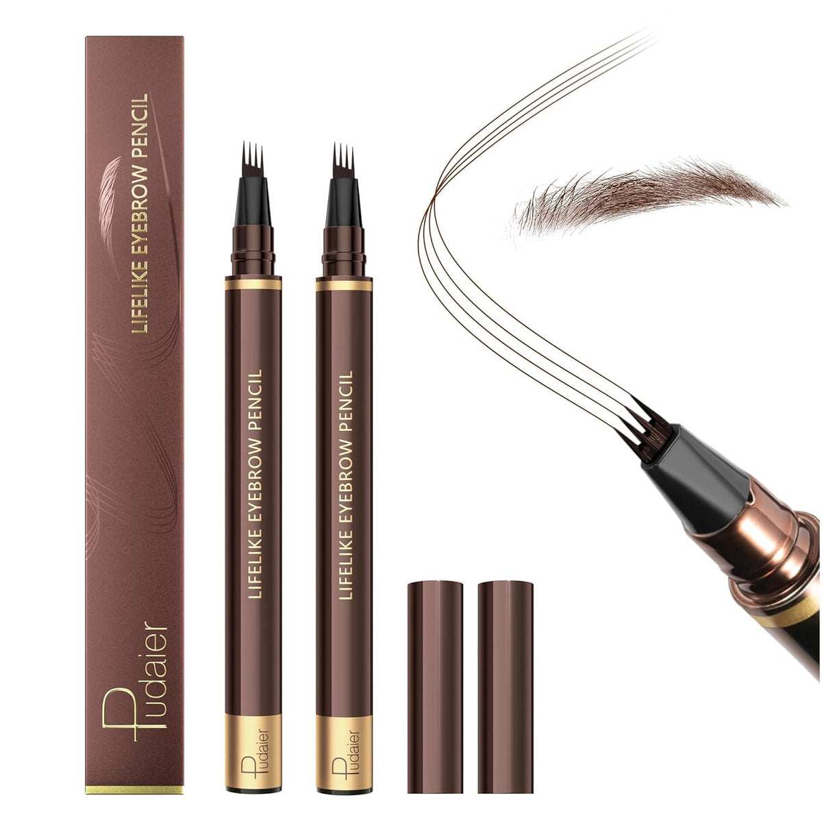 Waterproof Microblading Eyebrow Pencil Set - 2 Pack with 4 Tips for Natural, Long-Lasting Brows